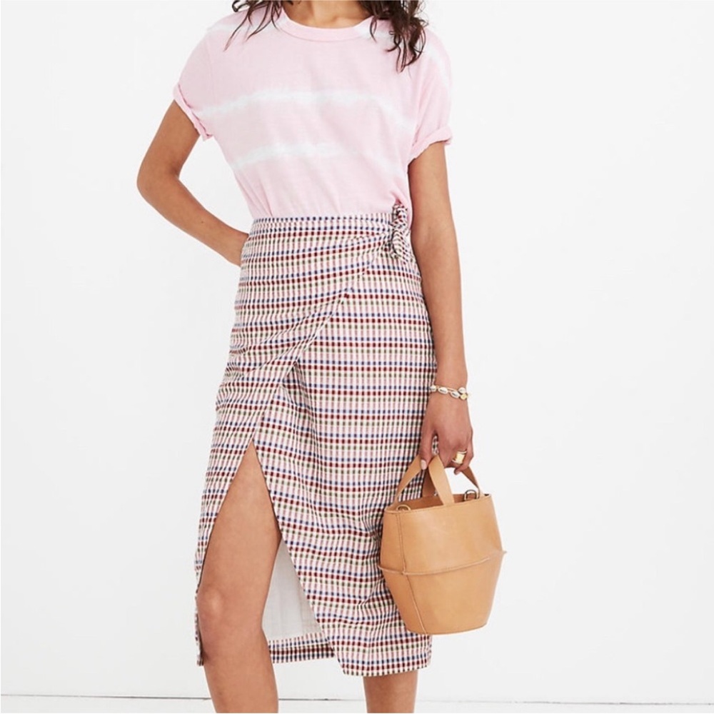 Madewell Sarong Midi Skirt in Rainbow Gingham, 8 NWT - Picture 2 of 4